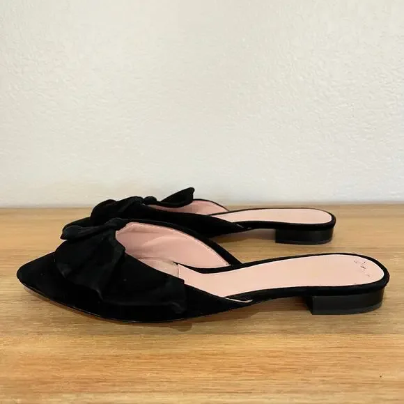 Kate Spade Faryn Black Suede Slip On Ruffle Mules Size 7.5 - Picture 7 of 15